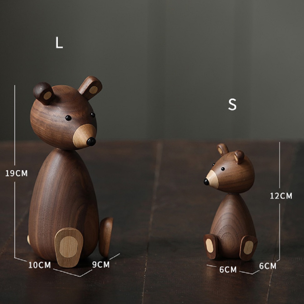 Wooden Animal Walnut Bear Decoration